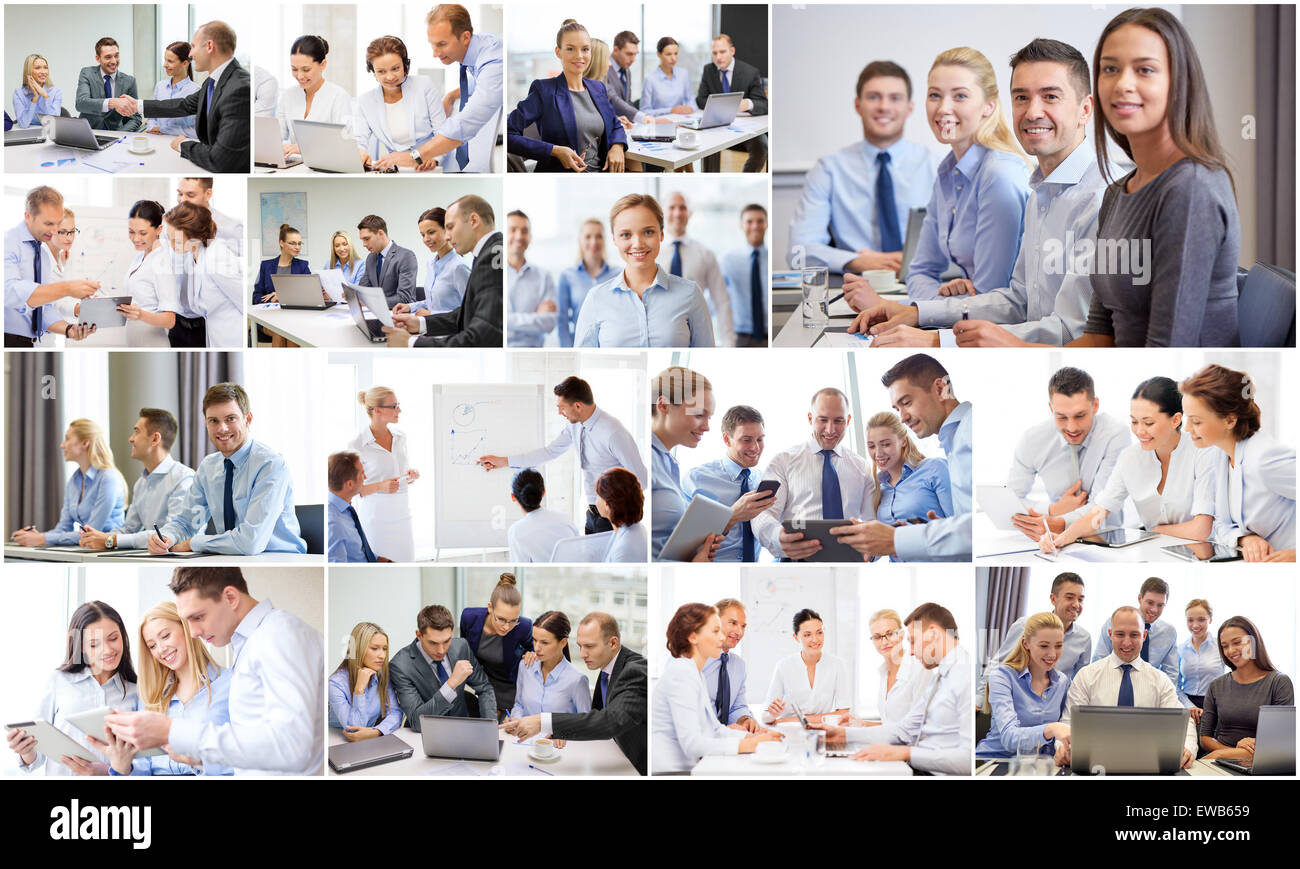 collage with many business people in office Stock Photo - Alamy
