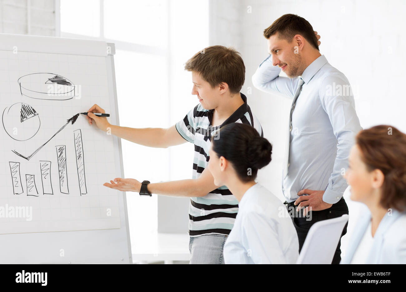 business team working with flipchart in office Stock Photo