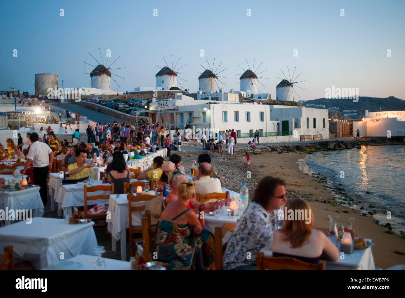 Griechenland, Kykladen, Mykonos, Mykonos Stadt ( Chora ), Alefkantra oder Venetia-Viertel, auch 'Little Venice' genannt. Hier fi Stock Photo