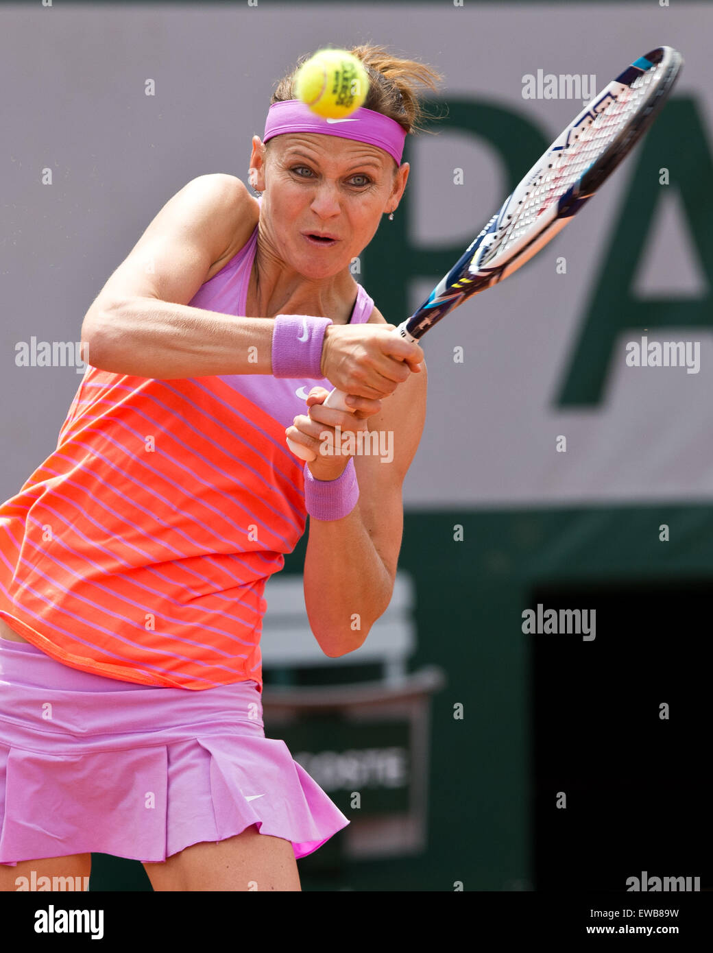Lucie Safarova (CZE)  in action at the French Open 2015 Stock Photo
