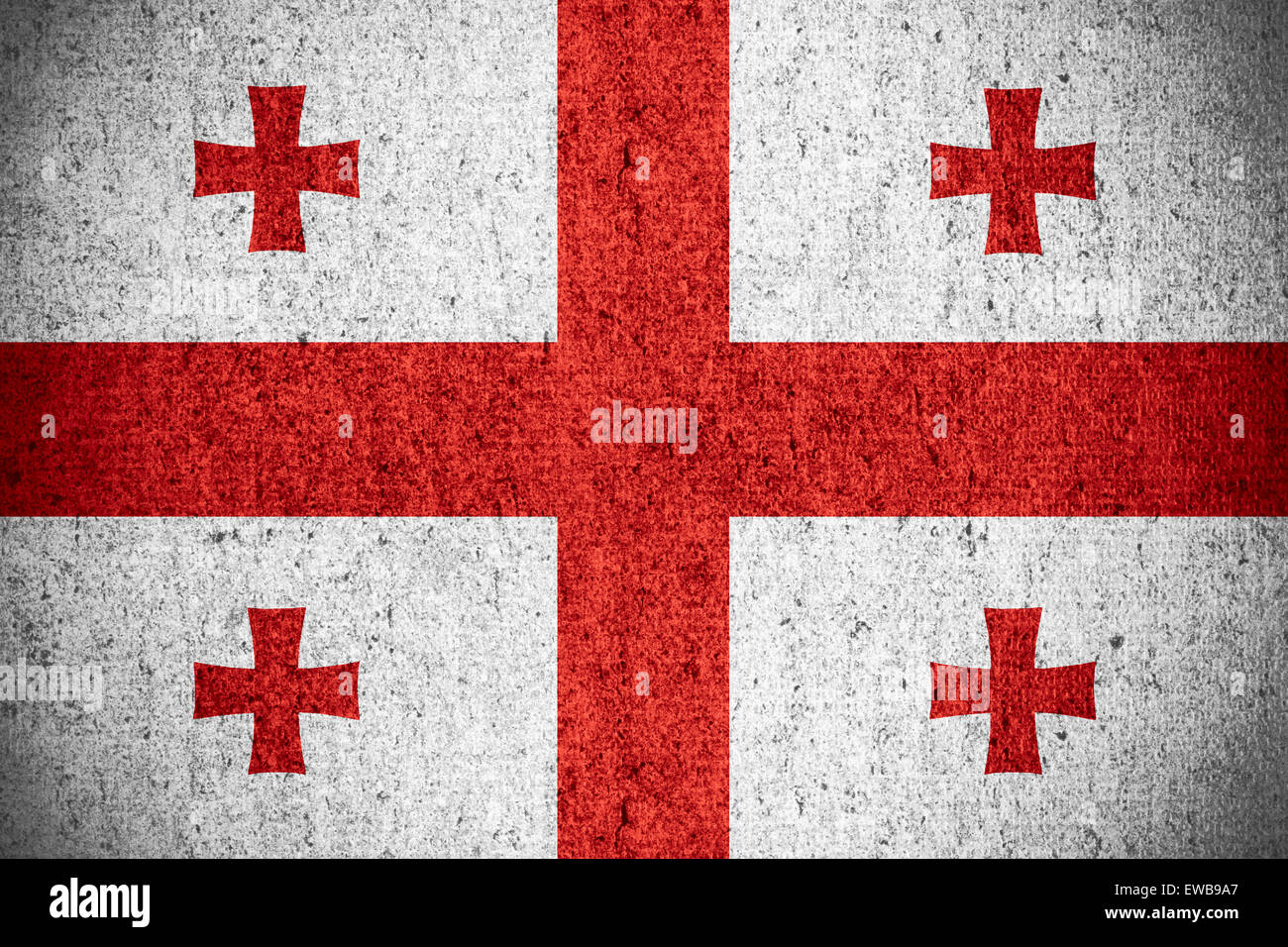 flag of Georgia or Georgian banner on rough pattern texture Stock Photo