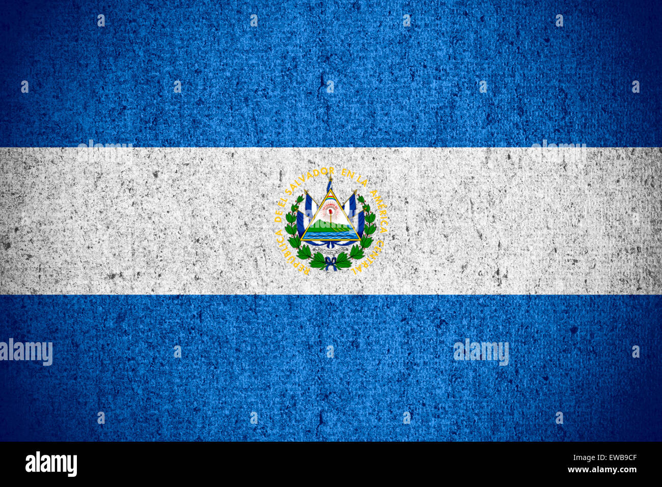 flag of El Salvador or Salvadoran banner on rough pattern texture Stock Photo
