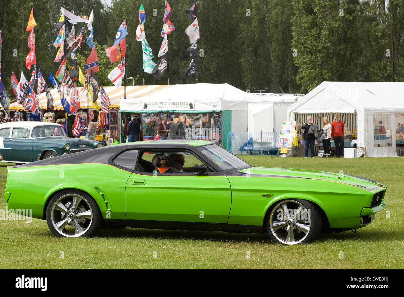 1969 Lime green Ford Mustang Fastback Mach 1 Stock Photo