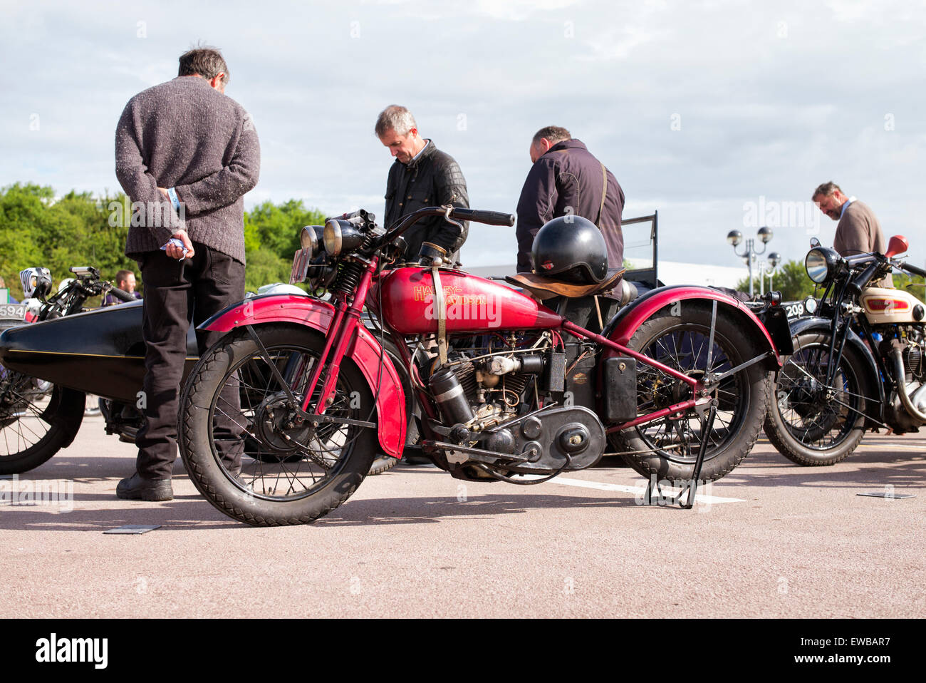 Vintage Harley Davidson Motorcycle at The VMCC Banbury Run. Banbury