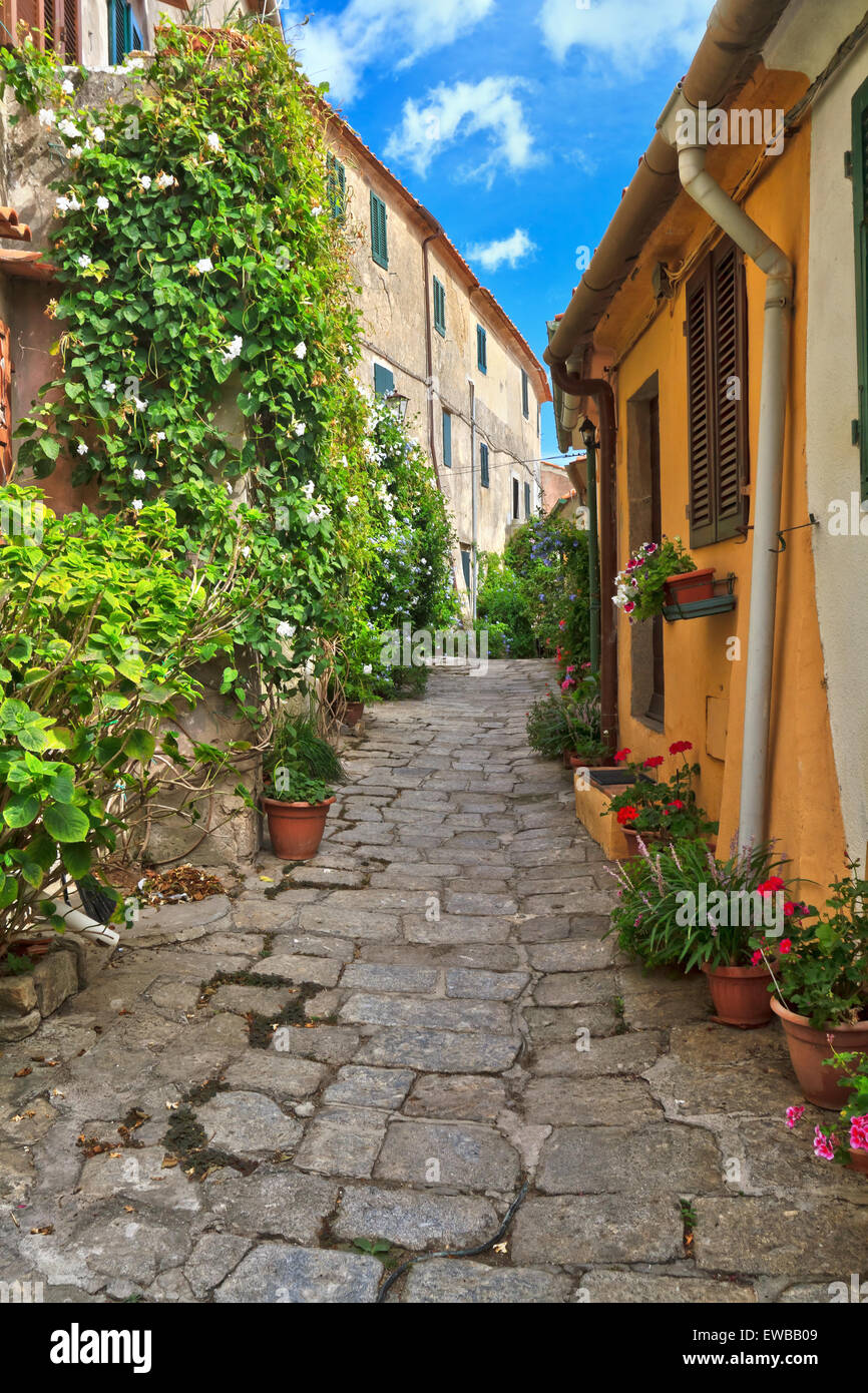 view in Marciana, small village in Elba island, Tuscany, Italy Stock Photo