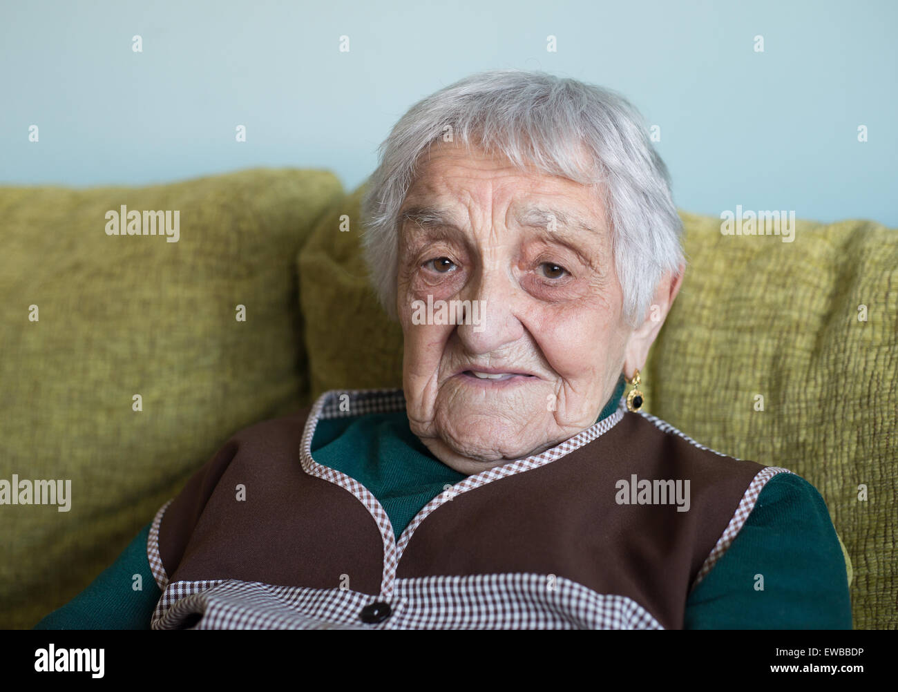 Portrait of an elderly woman at home Stock Photo