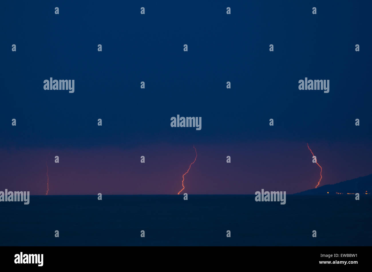 Lightning strike at Portsmouth, Hampshire, England, South UK Stock Photo