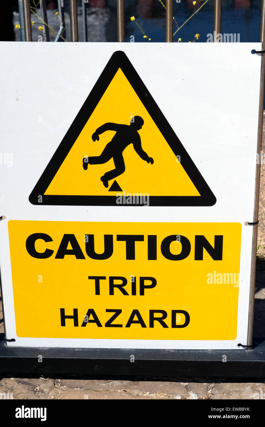 Caution Trip Hazard warning sign. Stock Photo