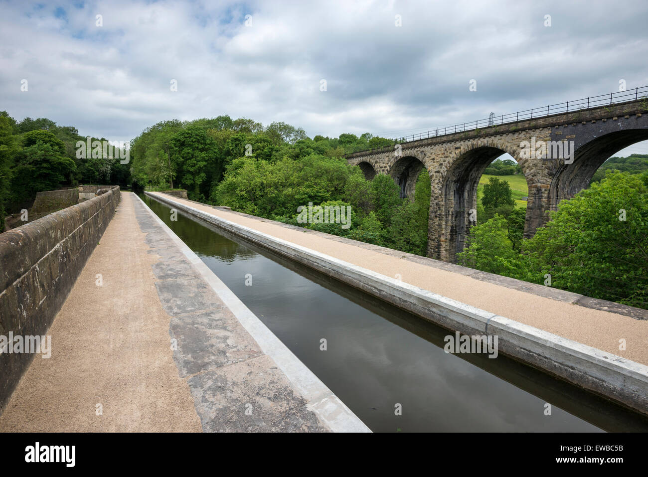 Newly restored Marple aquaduct on the Peak Forest canal in Greater Manchester, England. Stock Photo