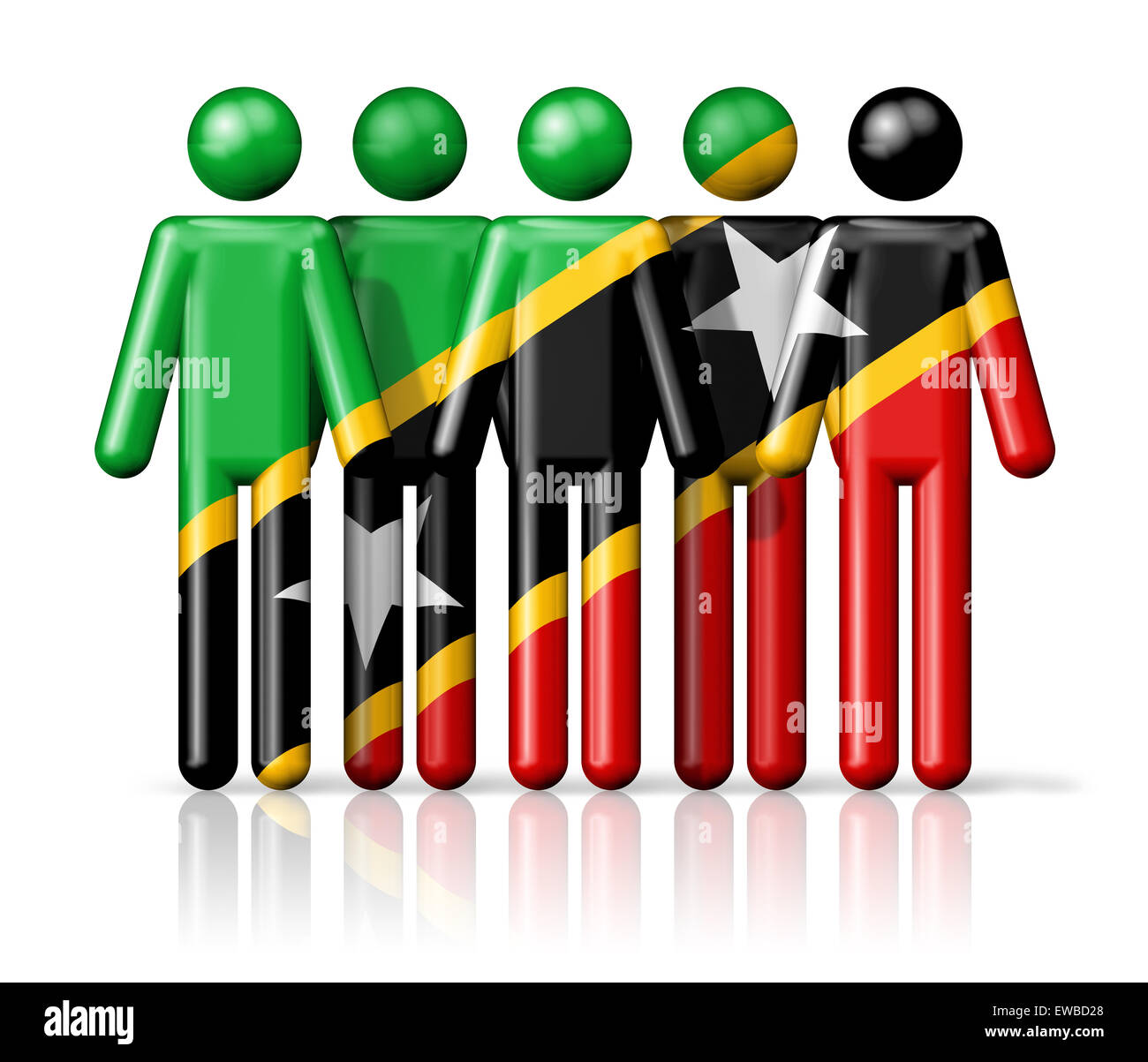 Flag of Saint Kitts And Nevis on stick figure - national and social community symbol 3D icon Stock Photo