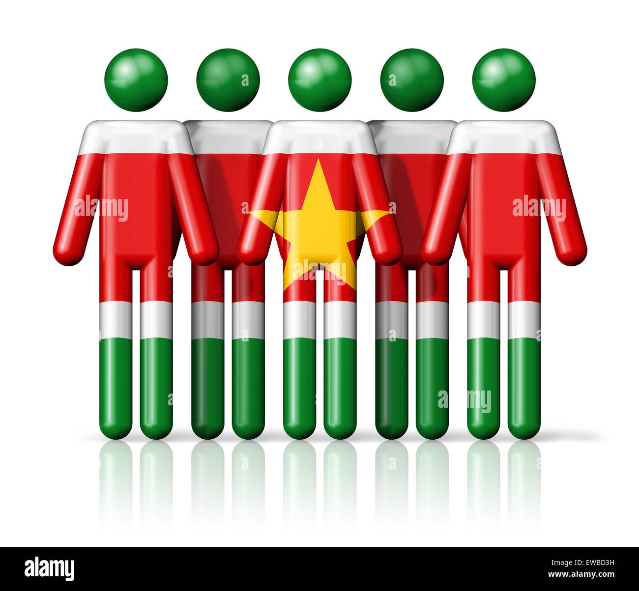 Flag of Suriname on stick figure - national and social community symbol 3D icon Stock Photo