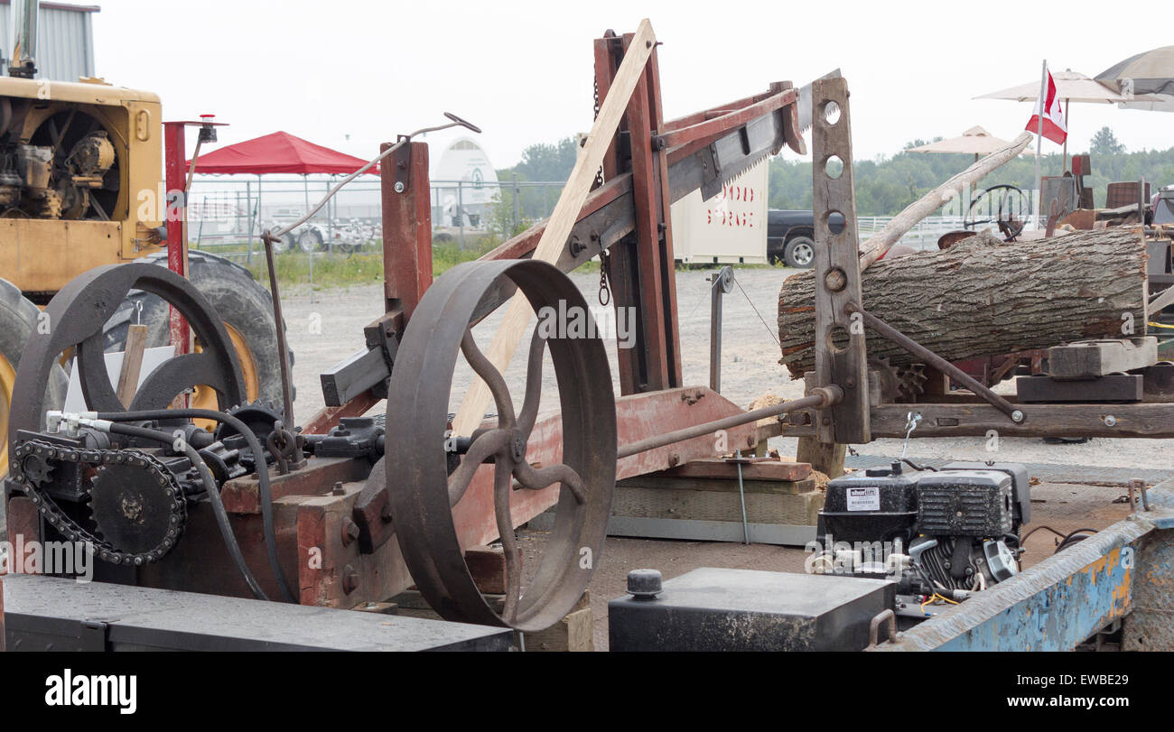 1834 Drag Saw on display at the Antique Power Show in Lindsay, Ontario Stock Photo