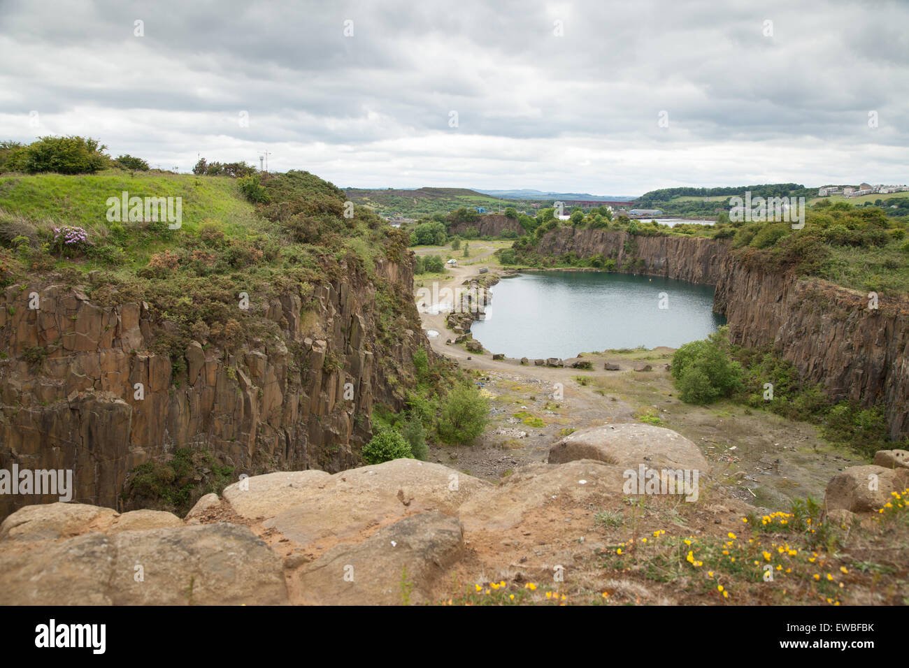 Preston Hill Quarry Inverkeithing Fife, the site of two deaths in one year. Stock Photo