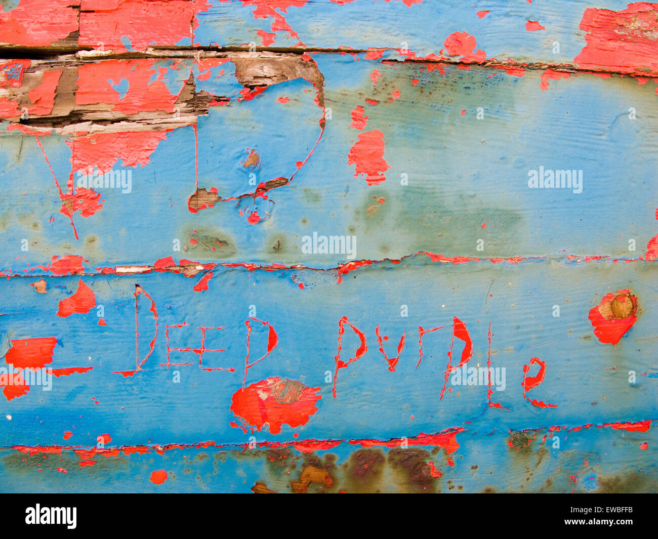 peeling paintwork on old boat Stock Photo