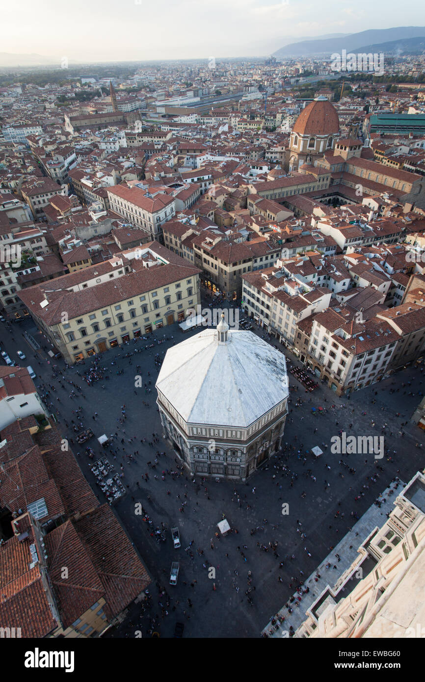 View of the Baptistery from the Campanile, Florence, Tuscany, Italy Stock Photo