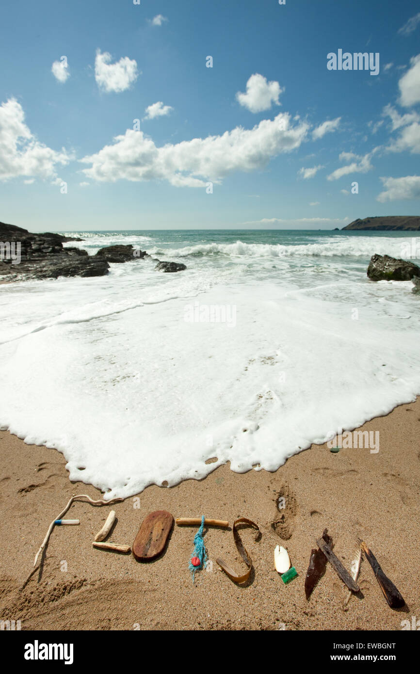'Flotsam' on the beach, South Devon Stock Photo