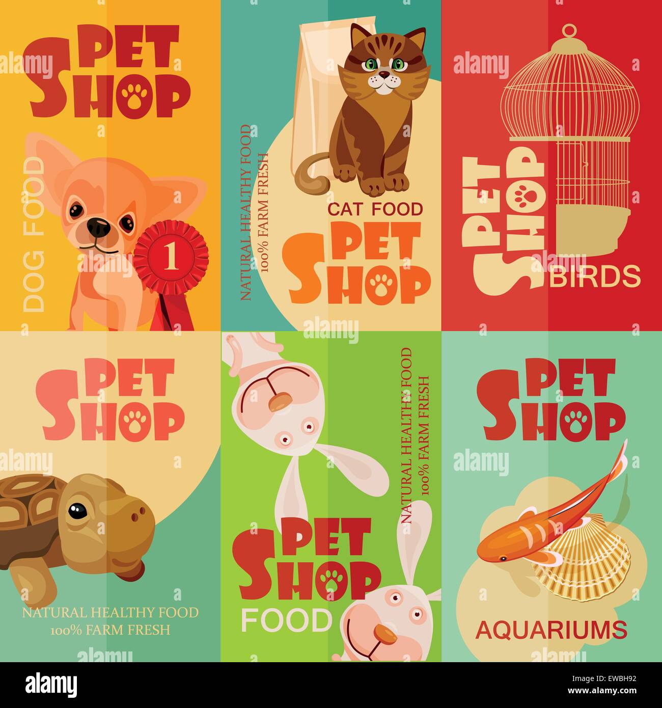 Vintage Pet Shop Poster Design Set Stock Vector Image Art Alamy