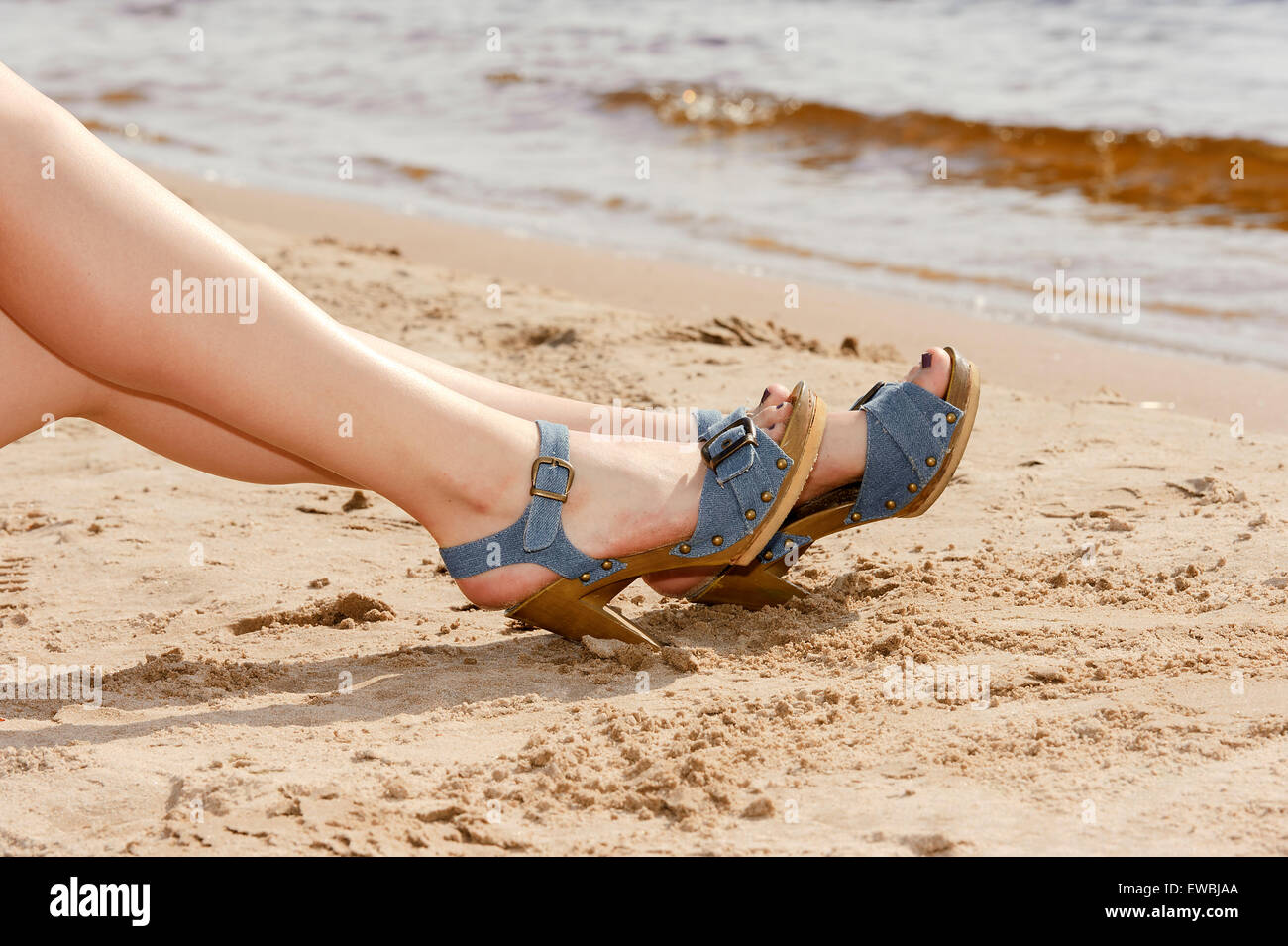 Close up of a woman's feet wearing sandals walking outdoors, Stock Photo,  Picture And Royalty Free Image. Pic. WE153980 | agefotostock