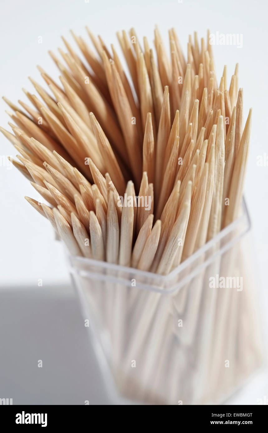 cocktail sticks in plastic container Stock Photo Alamy