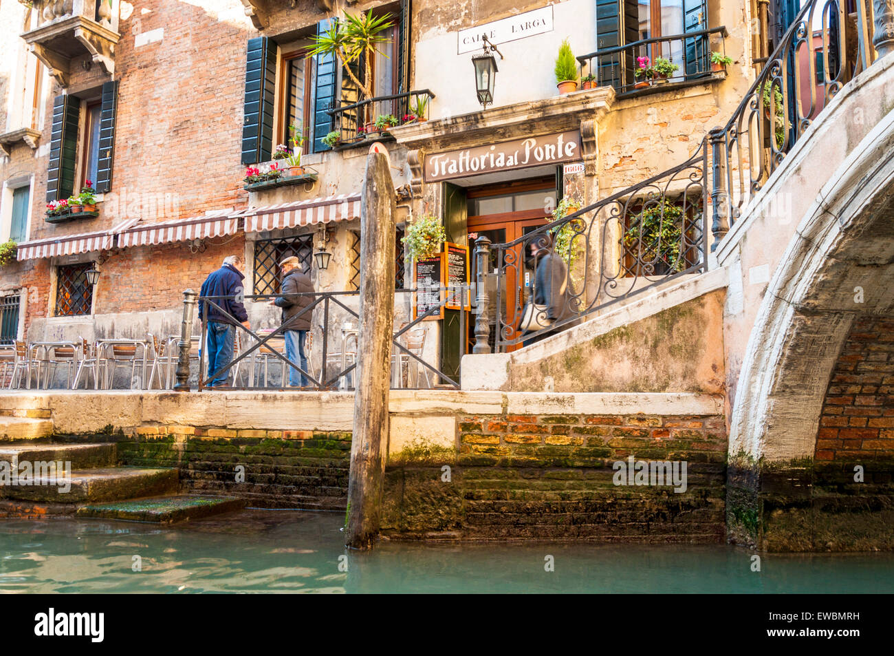 Trattoria al Ponte restaurant Calle Larga Venice Venezia Italy Stock Photo