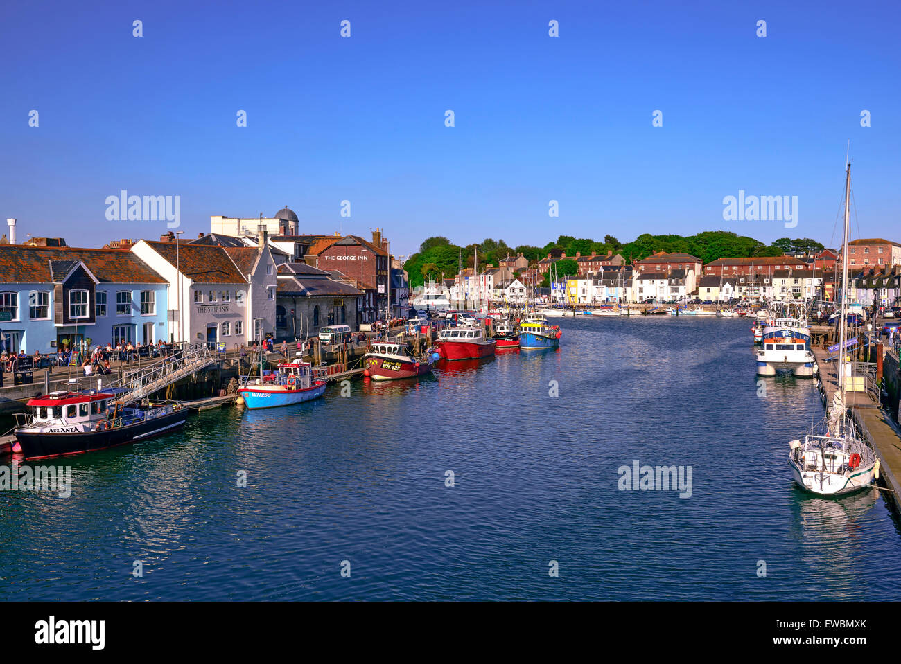 Boats in weymouth harbour Dorset Stock Photo