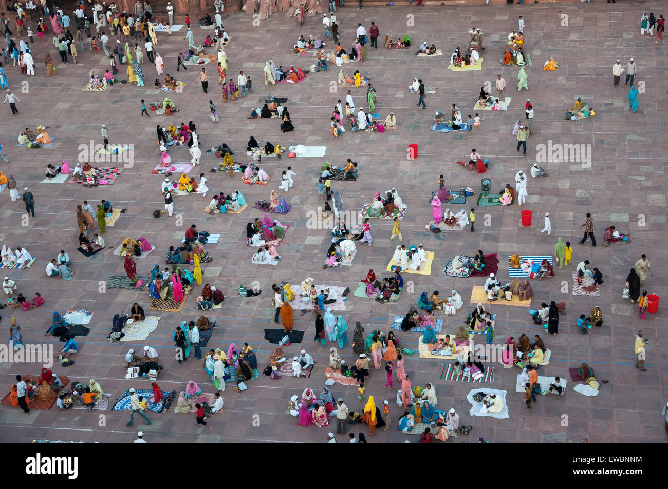 People gathered in Jama Masjid during Ramadan. Old Delhi, India. Stock Photo
