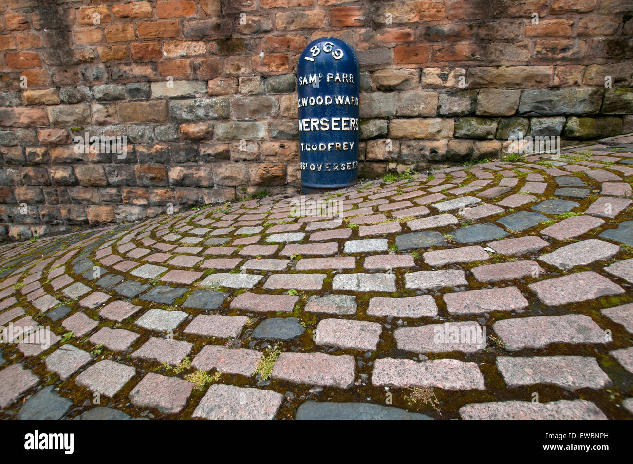 A semi circle pattern of bricks on the road outside Nottingham Castle, Nottinghamshire England