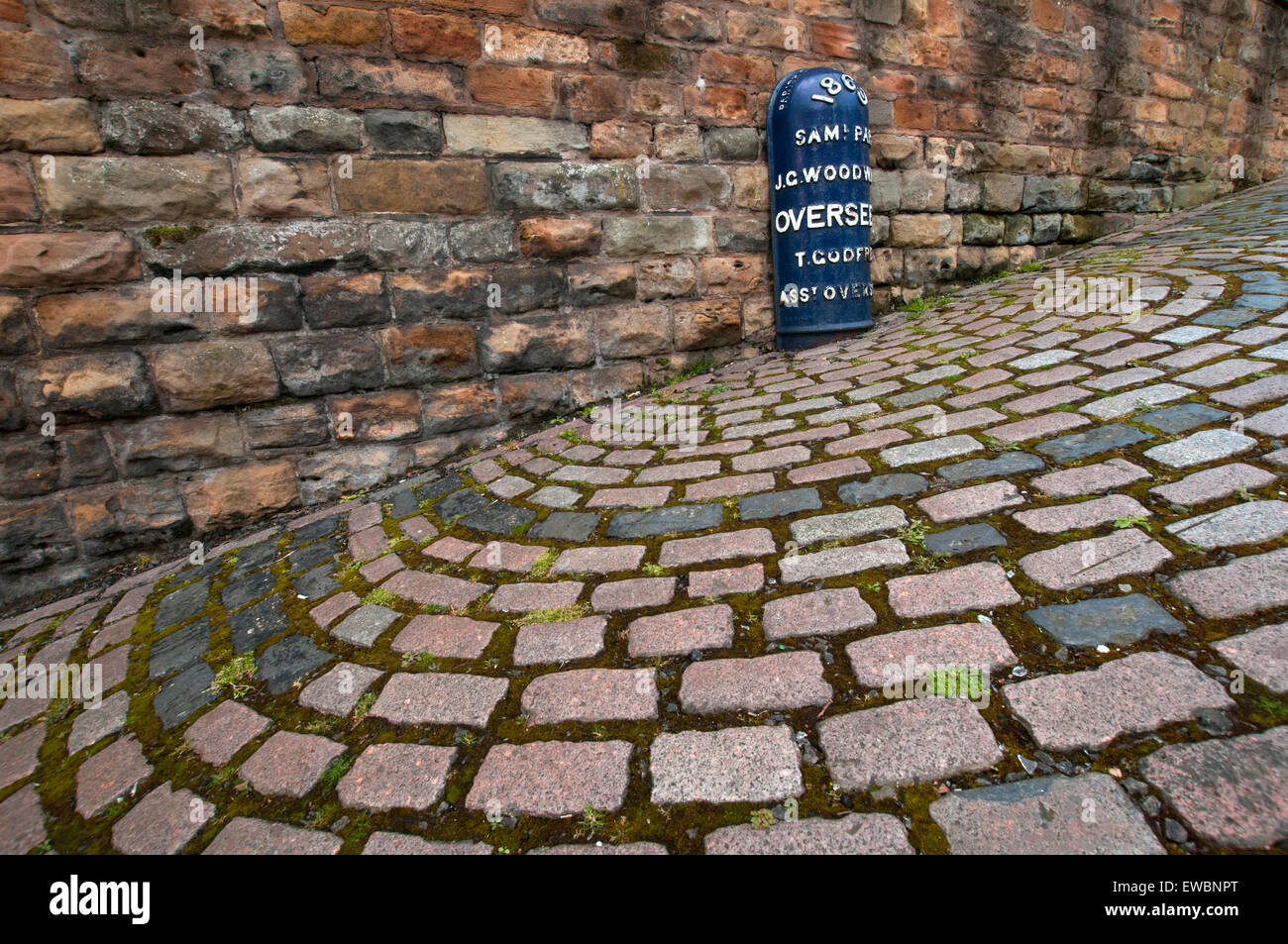 A semi circle pattern of bricks on the road outside Nottingham Castle, Nottinghamshire England