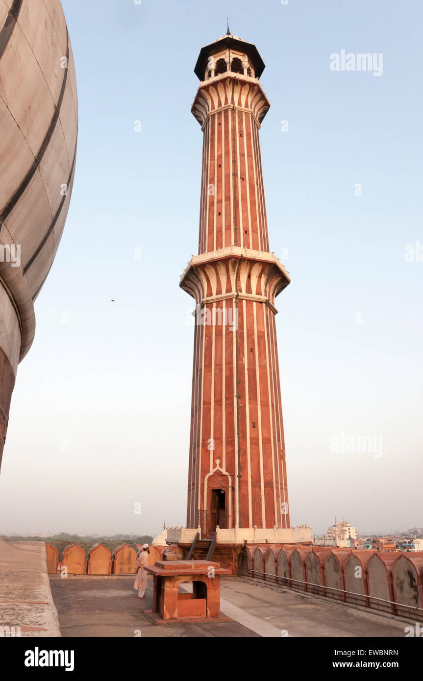 Minret at Jama Masjid in Old Delhi, India. Stock Photo