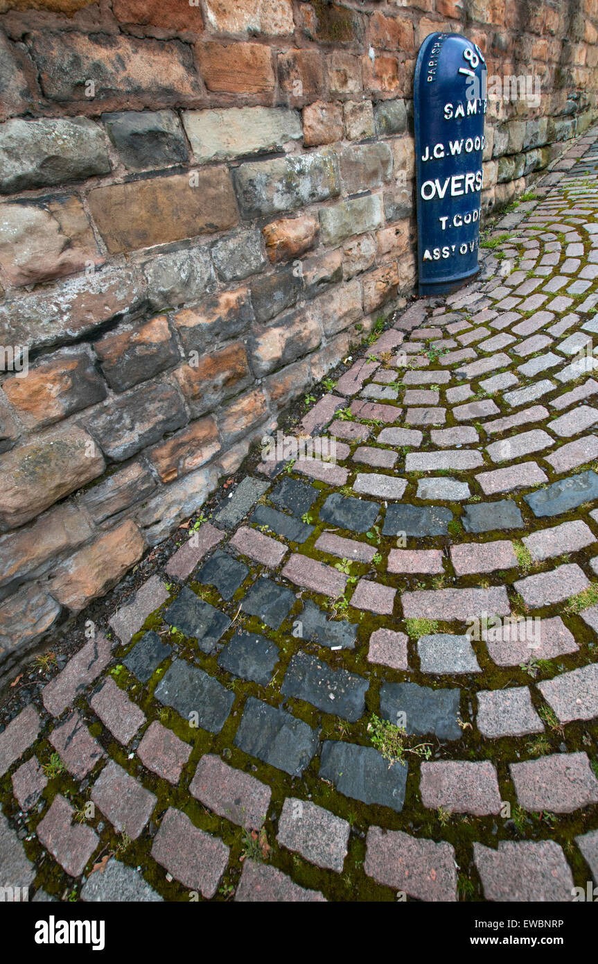 A semi circle pattern of bricks on the road outside Nottingham Castle, Nottinghamshire England