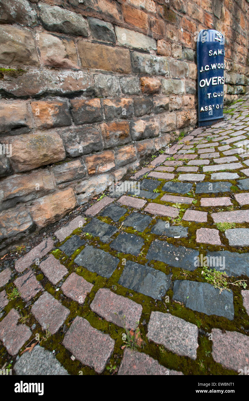 A semi circle pattern of bricks on the road outside Nottingham Castle, Nottinghamshire England