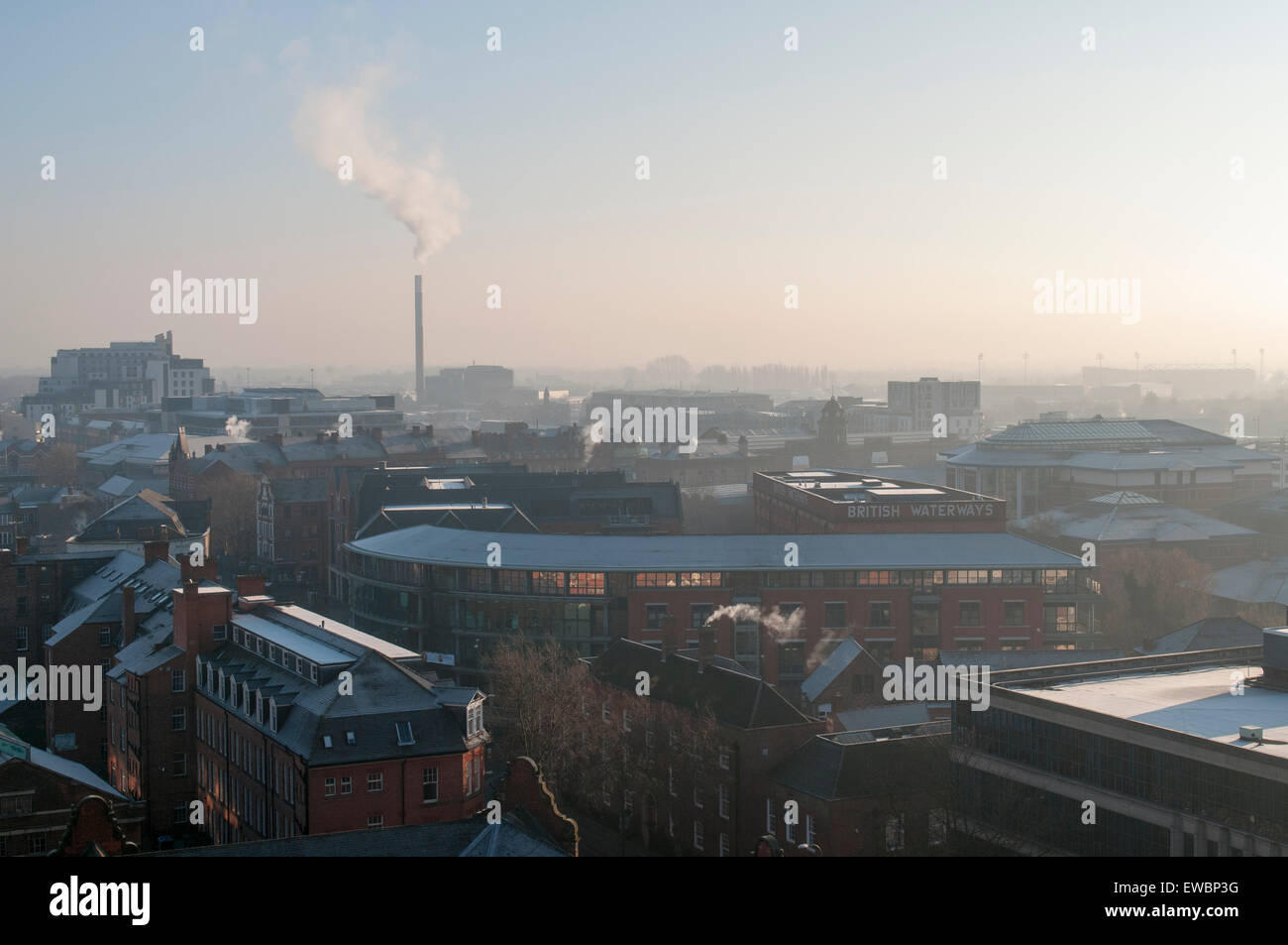 A view of the Nottingham City skyline from the terrace at Nottingham Castle, Nottinghamshire England UK Stock Photo