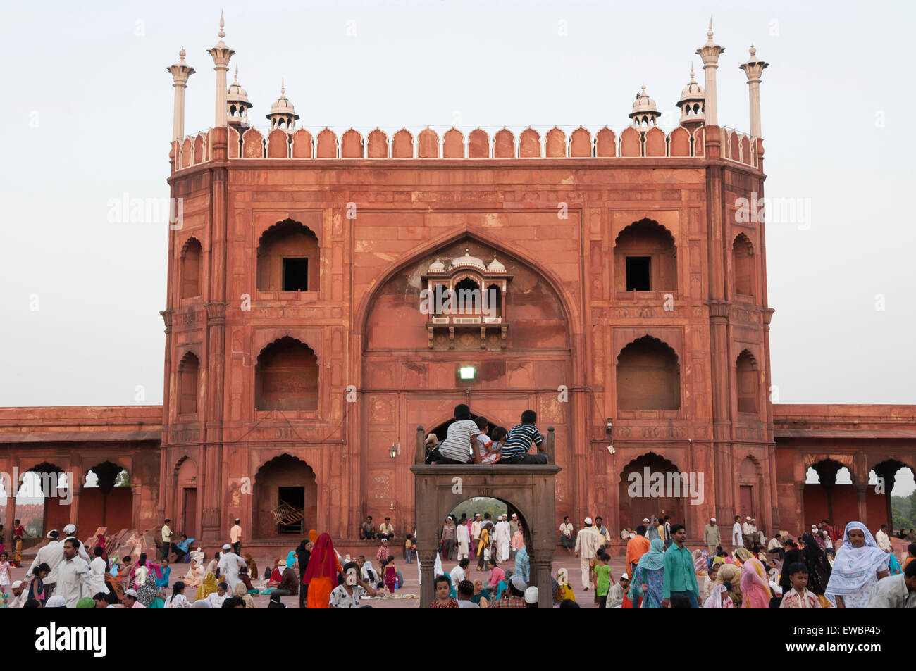 Gate of Jama Masjid at dusk during Ramadan. Old Delhi, India. Stock Photo