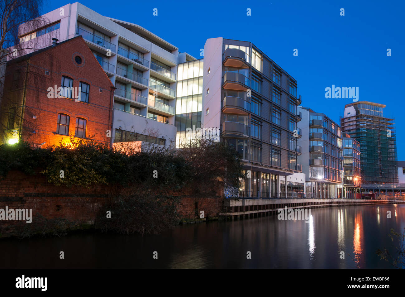 Nottingham City Canal at night, Nottinghamshire England UK Stock Photo