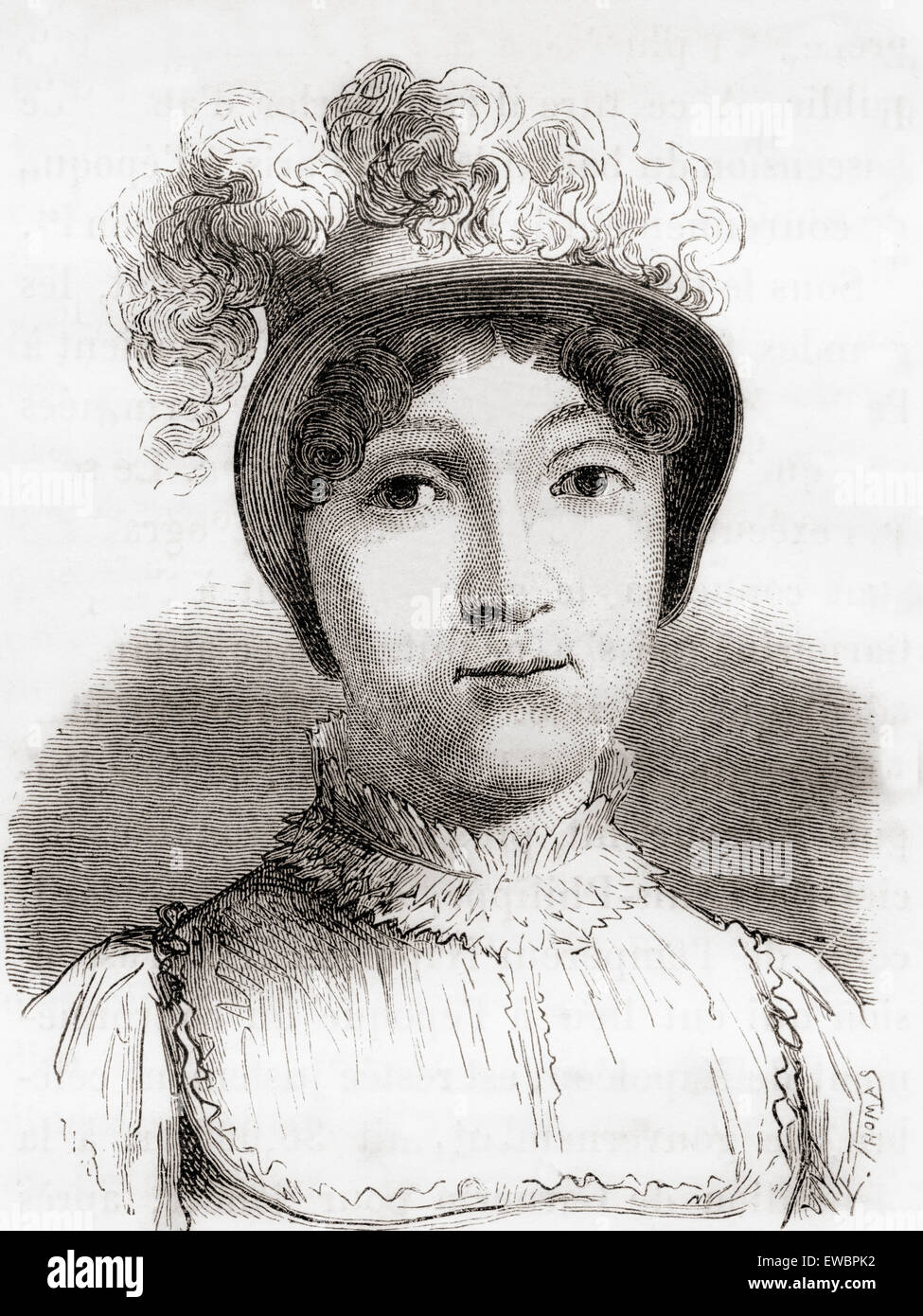 Sophie Blanchard, aka Madame Blanchard, 1778 – 1819.  French aeronaut and the wife of ballooning pioneer Jean-Pierre Blanchard. Blanchard was the first woman to work as a professional balloonist and the first woman to be killed in an aviation accident. Stock Photo
