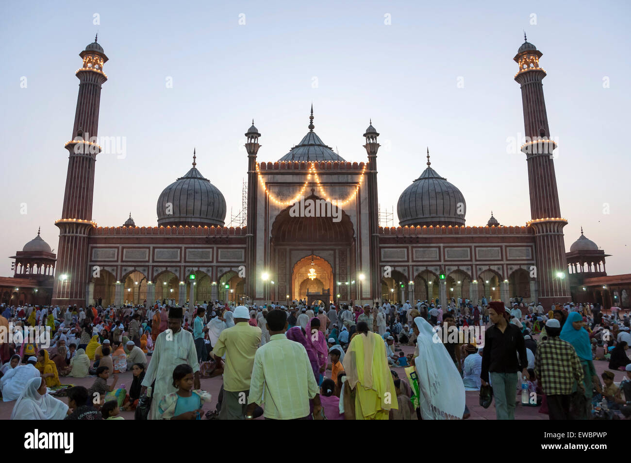 Jama Masjid at dusk during Ramadan. Old Delhi, India. Stock Photo