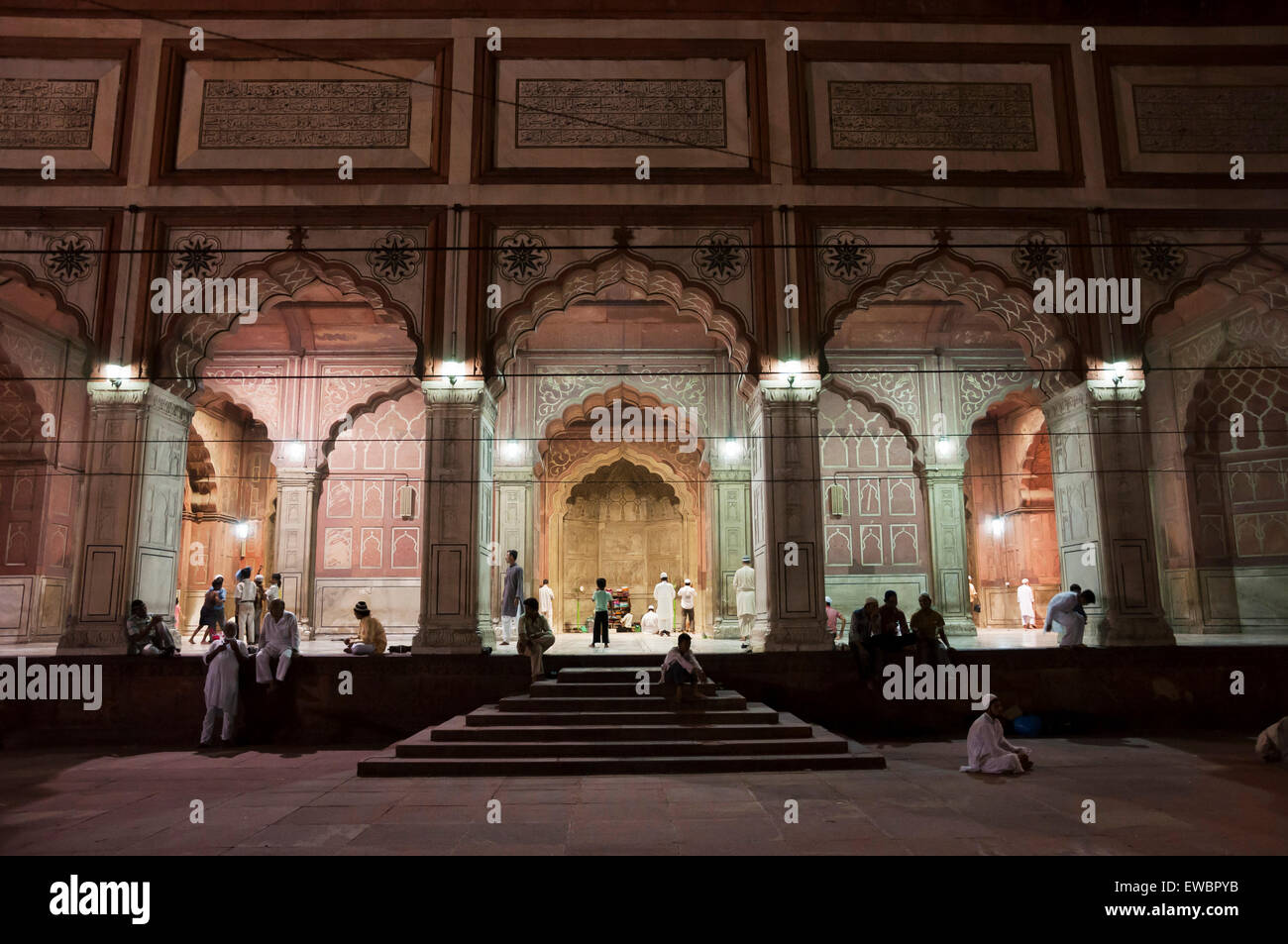 Jama Masjid at night during Ramadan. Old Delhi, India. Stock Photo