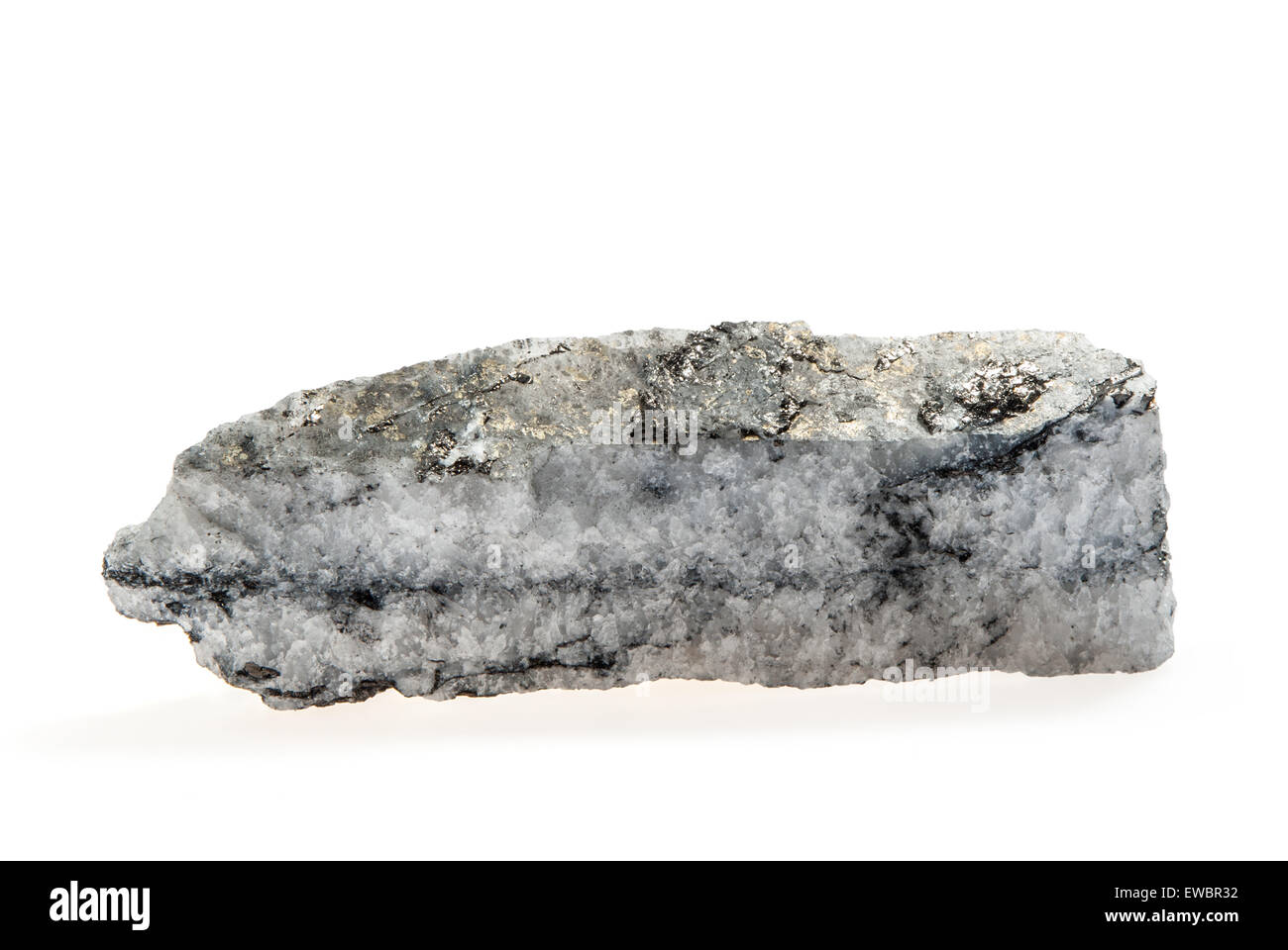Coal pyrite isolated on white a beautiful piece Stock Photo