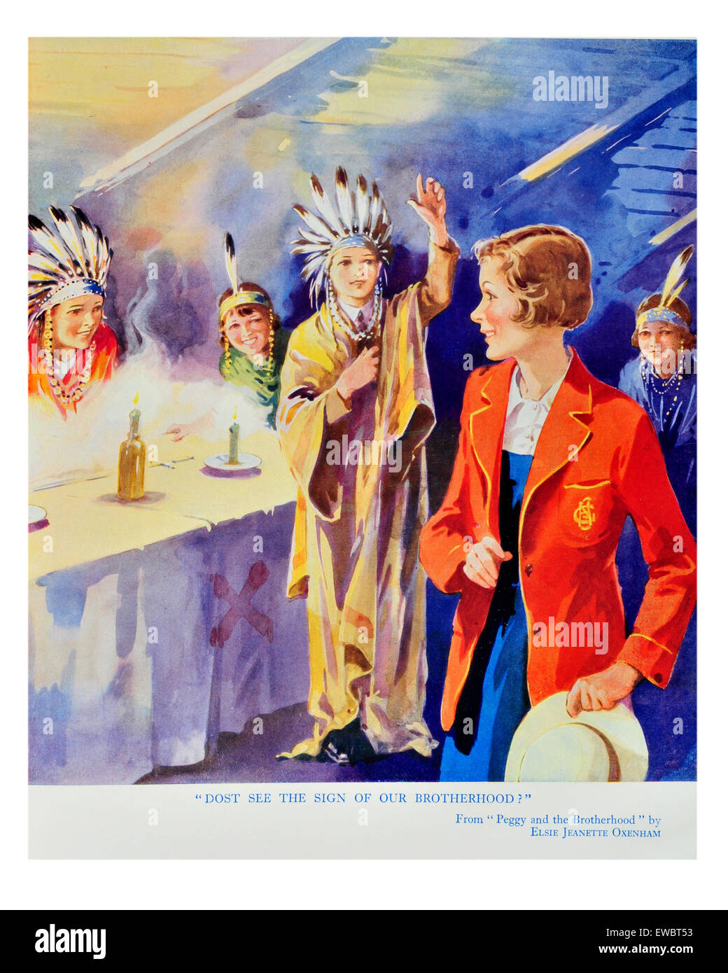 Farewell party to school girl with red Indian costumes Stock Photo