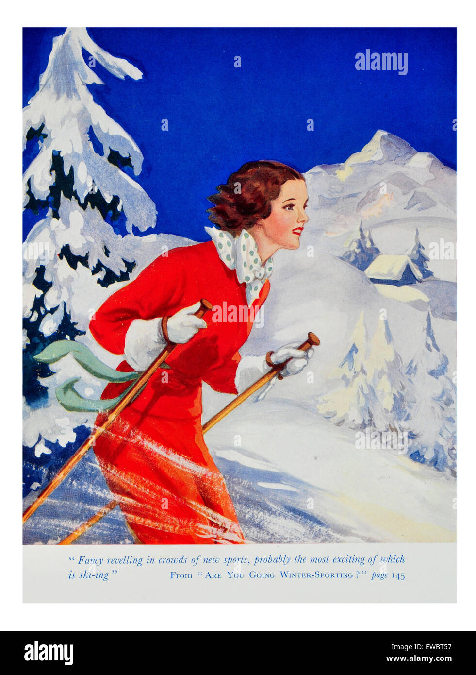 Woman skiing in a winter snowy landscape Stock Photo