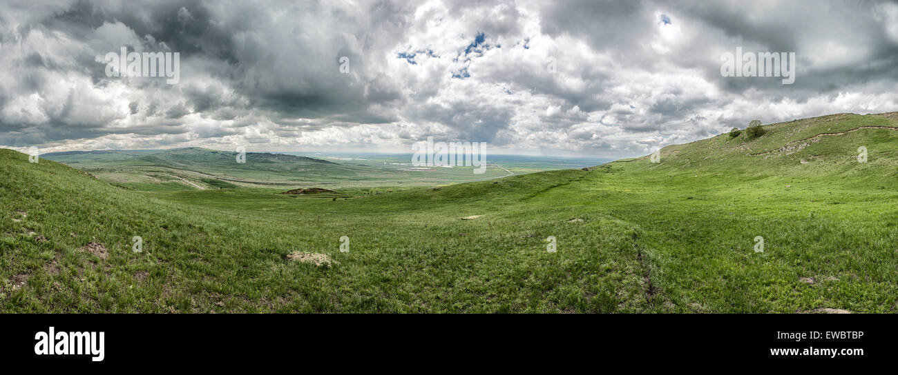 Spring landscape with Russian Caucasus green mountains Stock Photo - Alamy