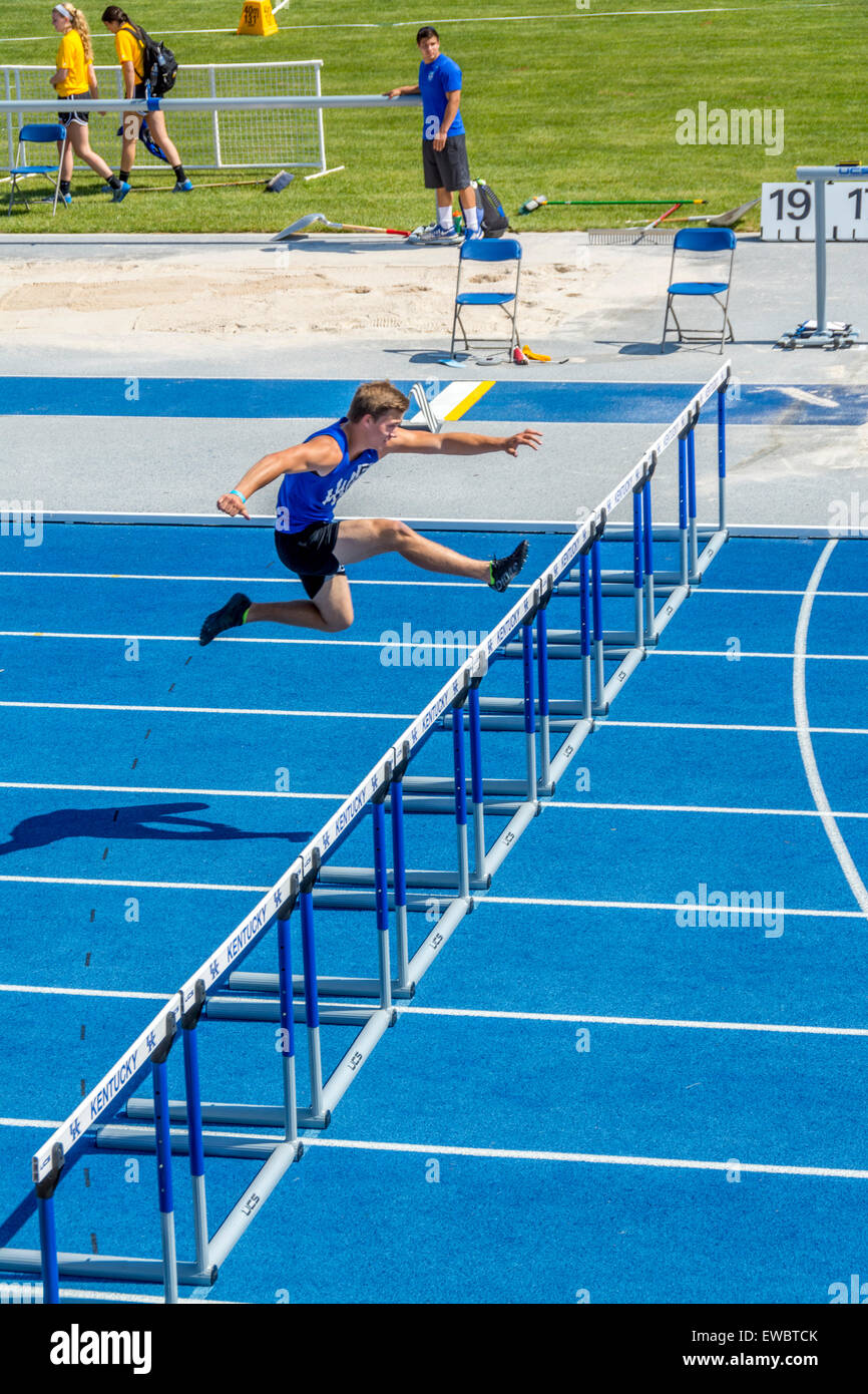 Hurdles for men at the Kentucky Relays. This was held at the University