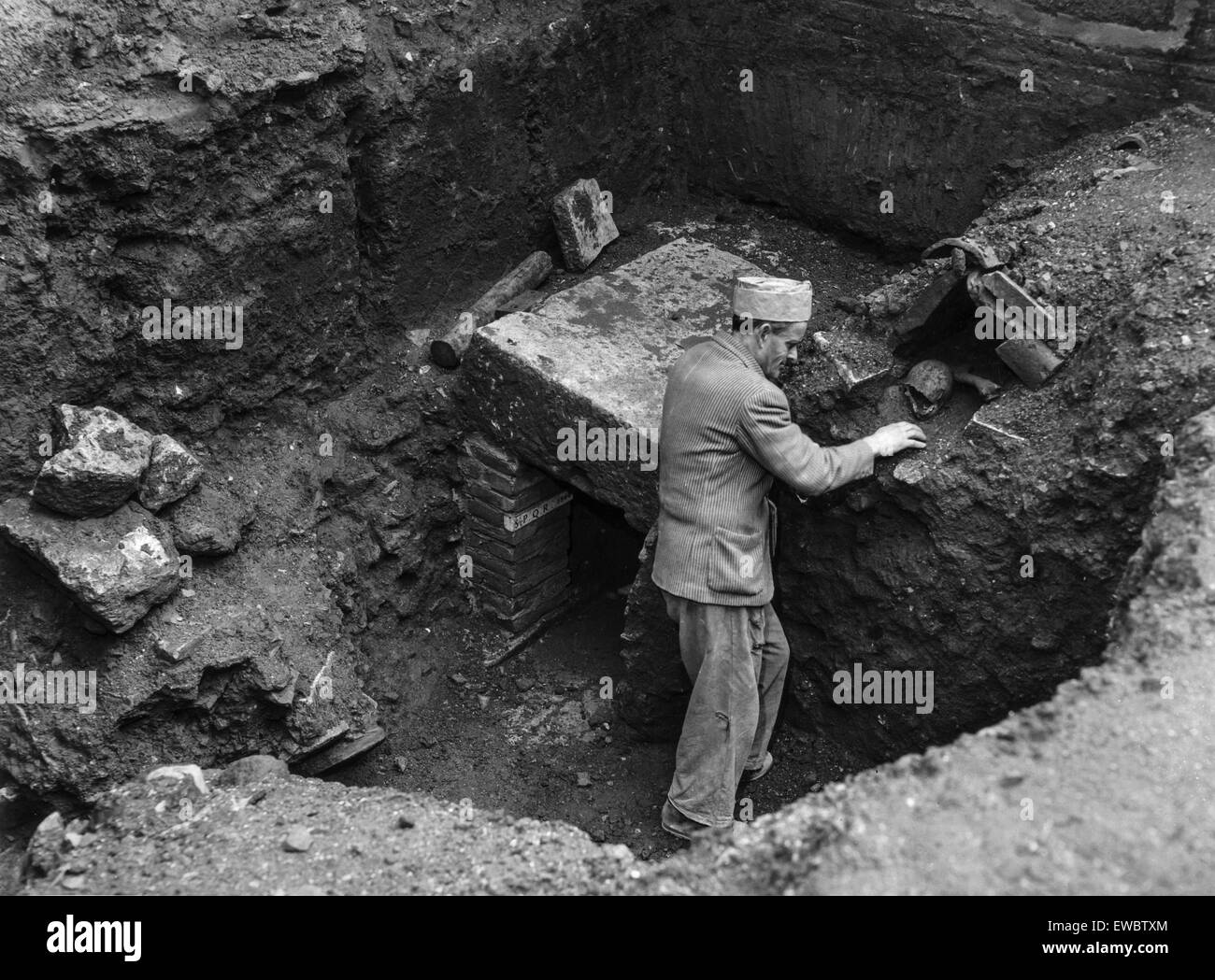 archaeological excavations,ludus magnus,the gym of the gladiators,Rome 1967 Stock Photo