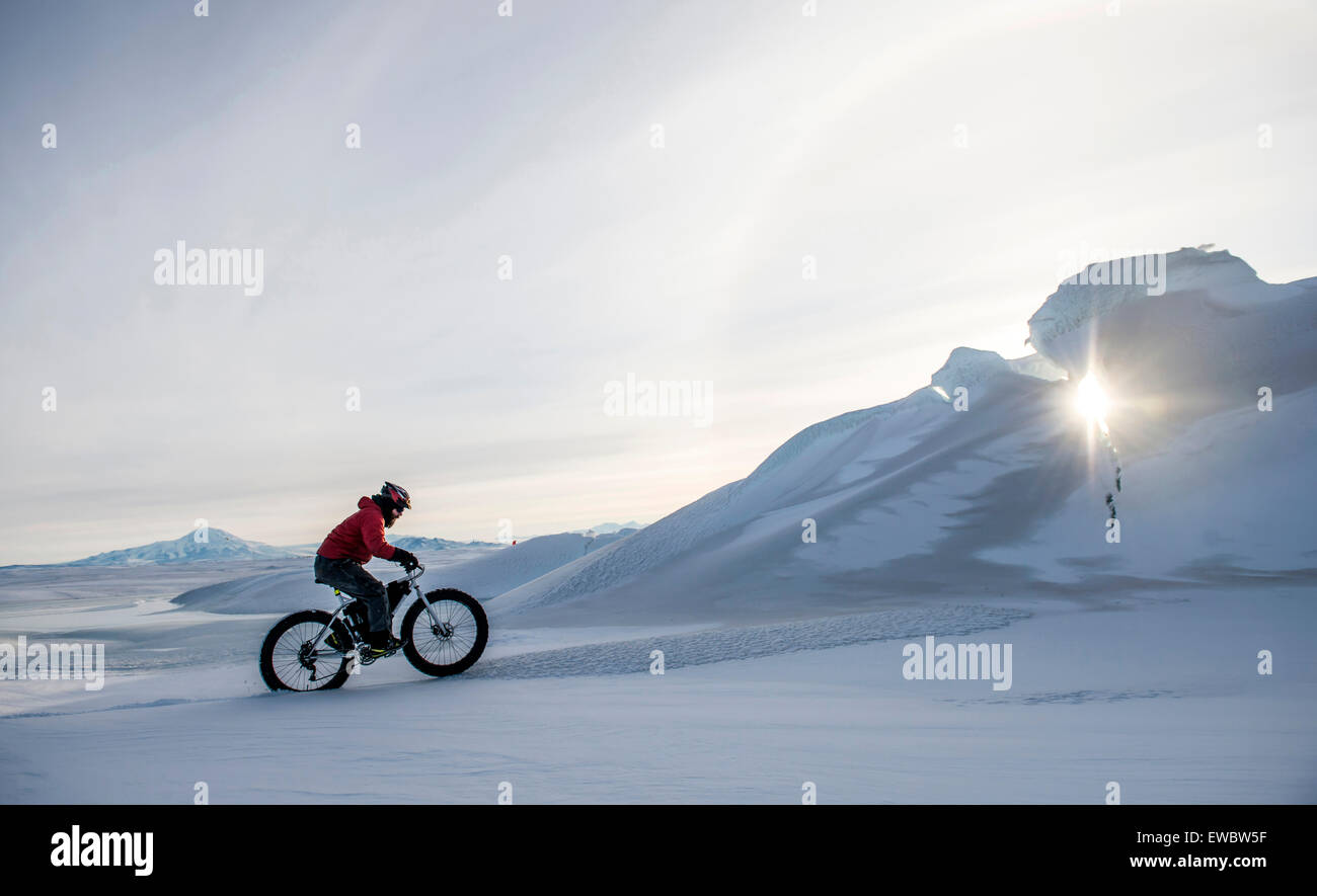 Mountain Biking on Ross Island, Antarctica. Stock Photo
