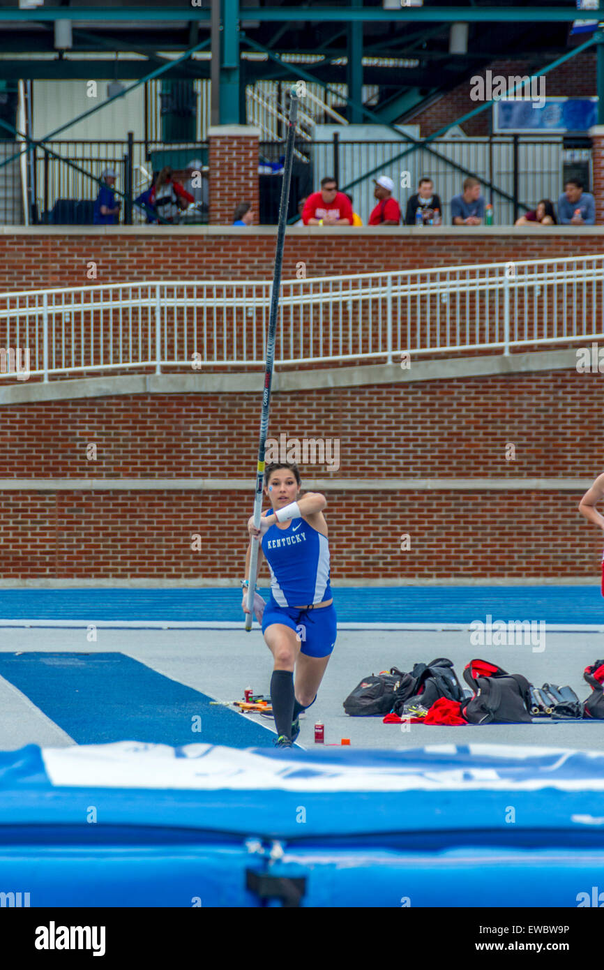 Pole vaulting for women at the Kentucky Relays. This was held at the