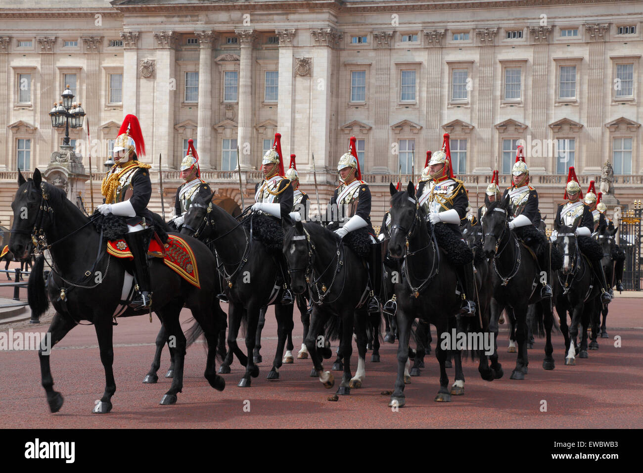 Mounted Cavalry at Buckingham Palace in London Stock Photo