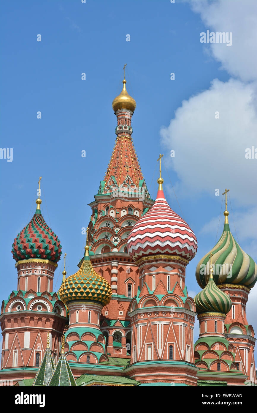 St. Basil's Cathedral. Domes of St. Basil's Cathedral against the sky ...