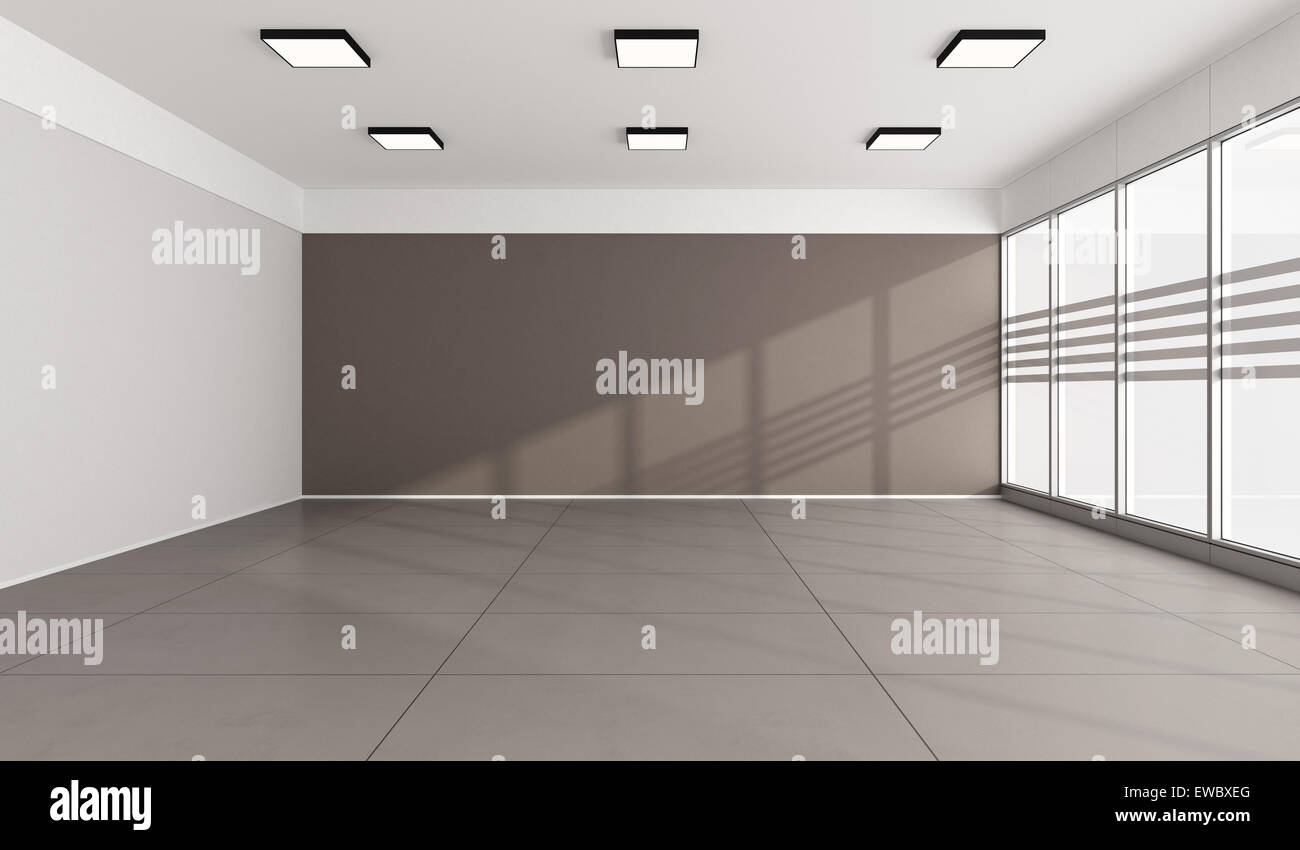 Large office with windows without furniture - 3D Rendering Stock Photo ...