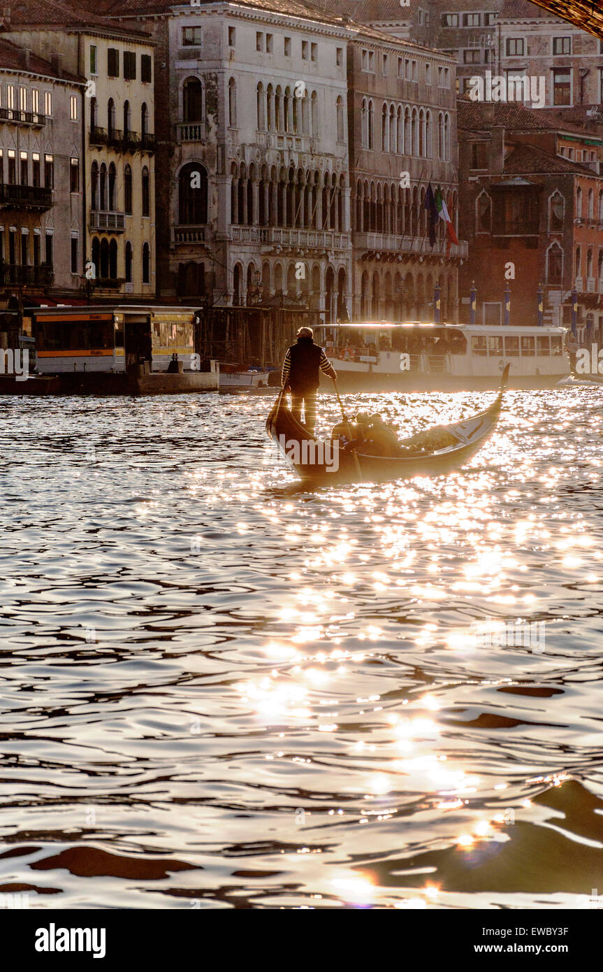Gondola on Grand Canal Venice Italy Stock Photo
