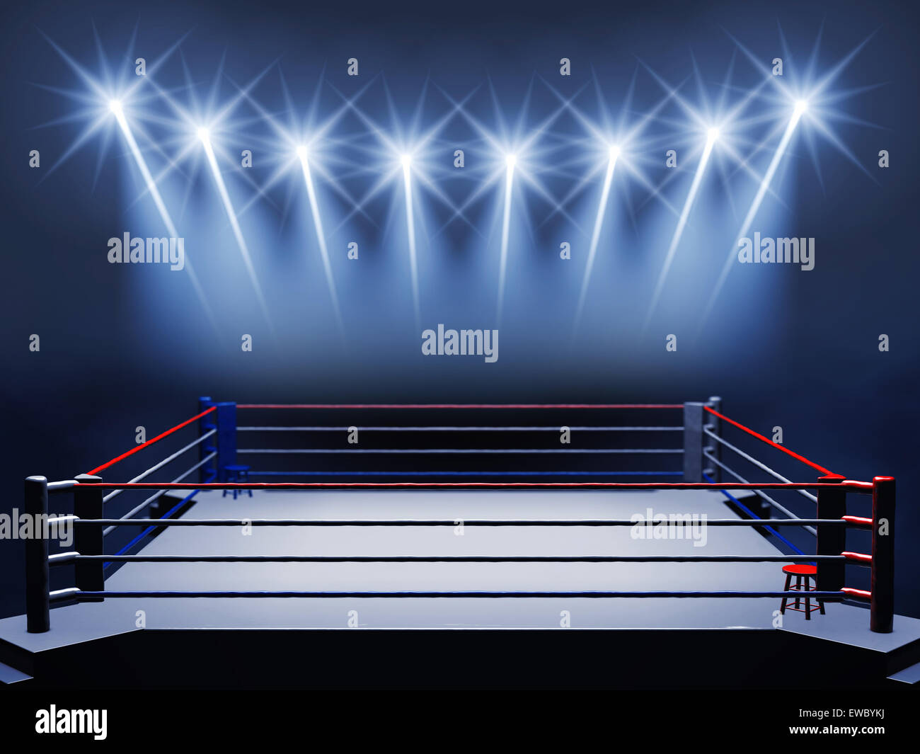 Boxing ring and floodlights , Boxing event Stock Photo - Alamy